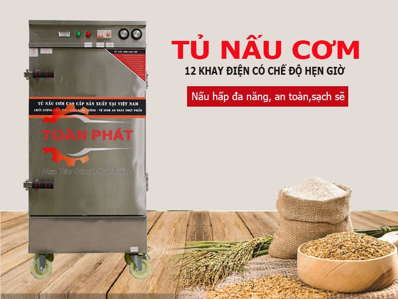 Tủ nấu cơm 12 khay điện có chế độ hẹn giờ Việt Nam