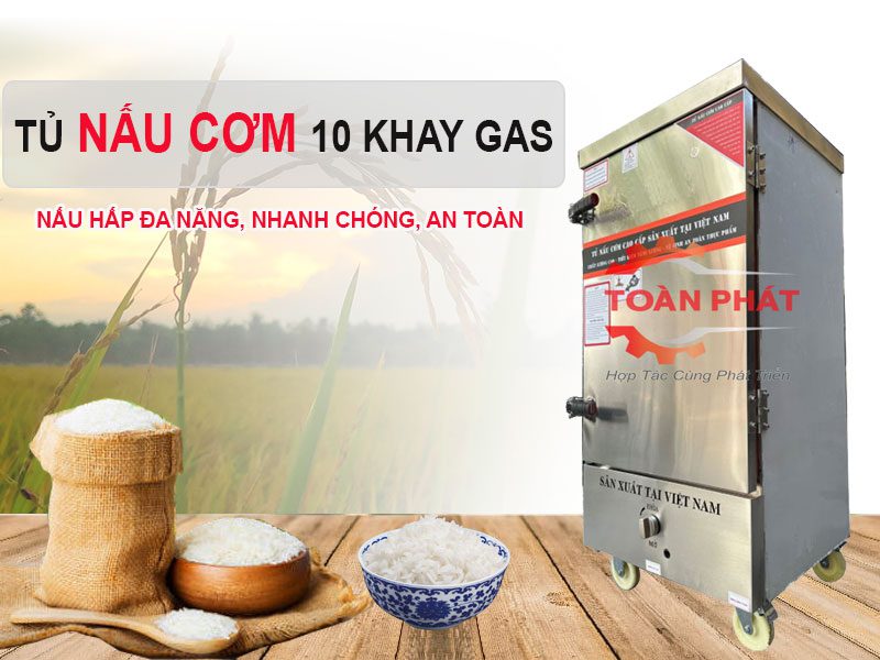 tủ nấu cơm 10 khay gas Việt Nam