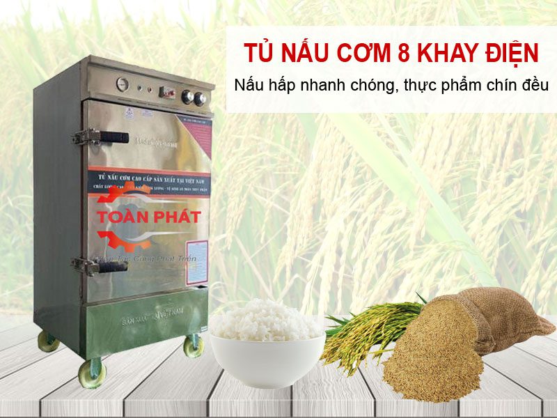 Tủ nấu cơm 8 khay điện có chế độ hẹn giờ Việt Nam