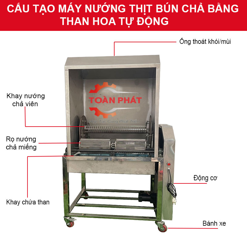 Máy nướng thịt bún chả bằng than hoa tự động