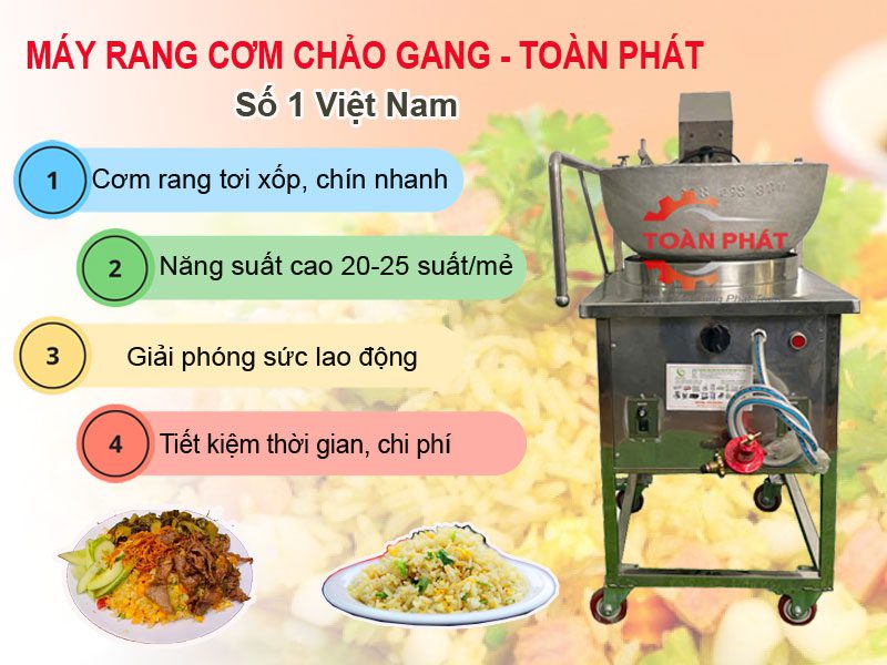 Máy rang cơm chảo gang Toàn Phát