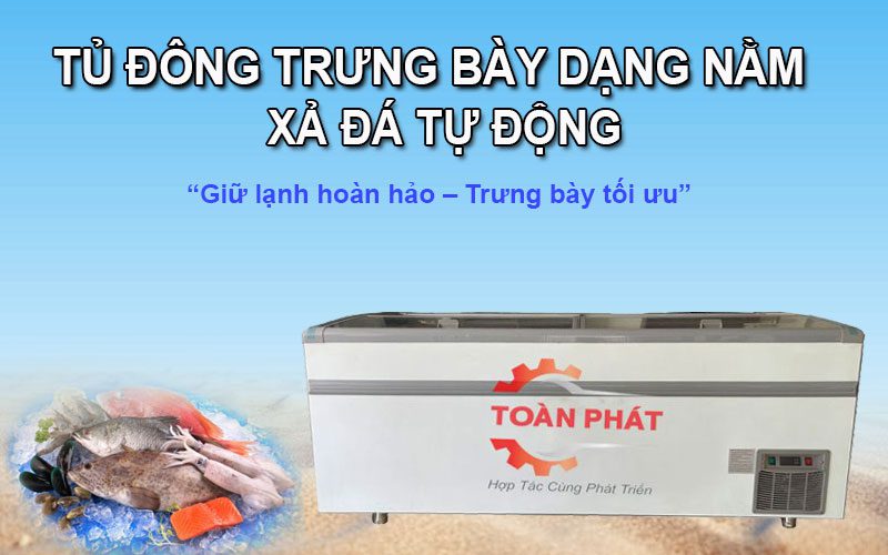Tủ đông trưng bày dạng nằm xả đá tự động Toàn Phát