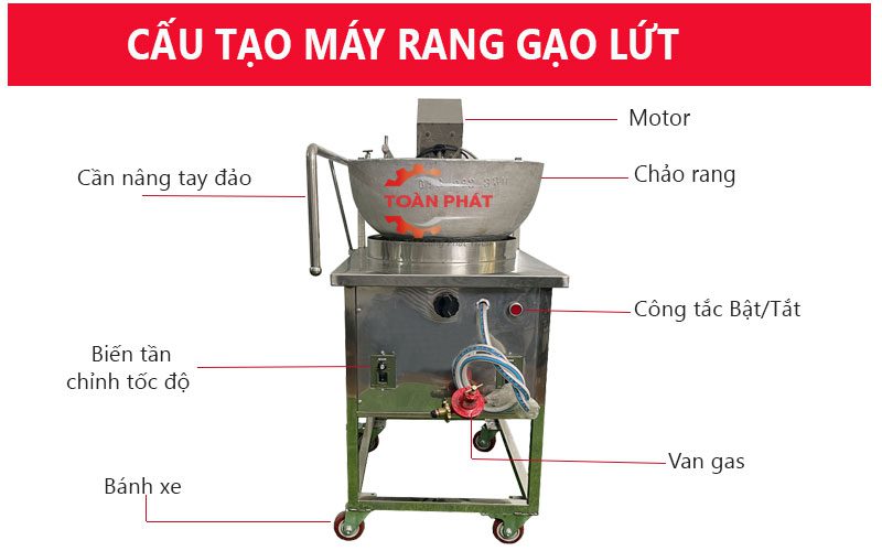 cấu tạo máy rang gạo lứt toànphát
