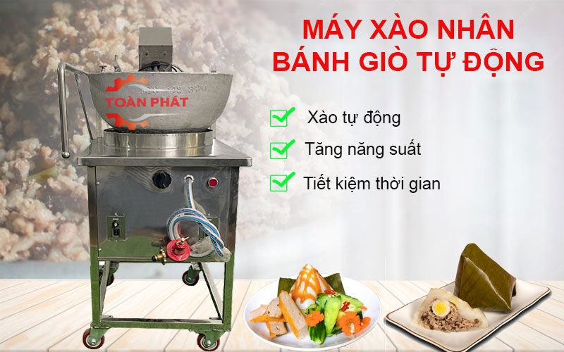 máy xào nhân bánh giò tự động bằng chào gang