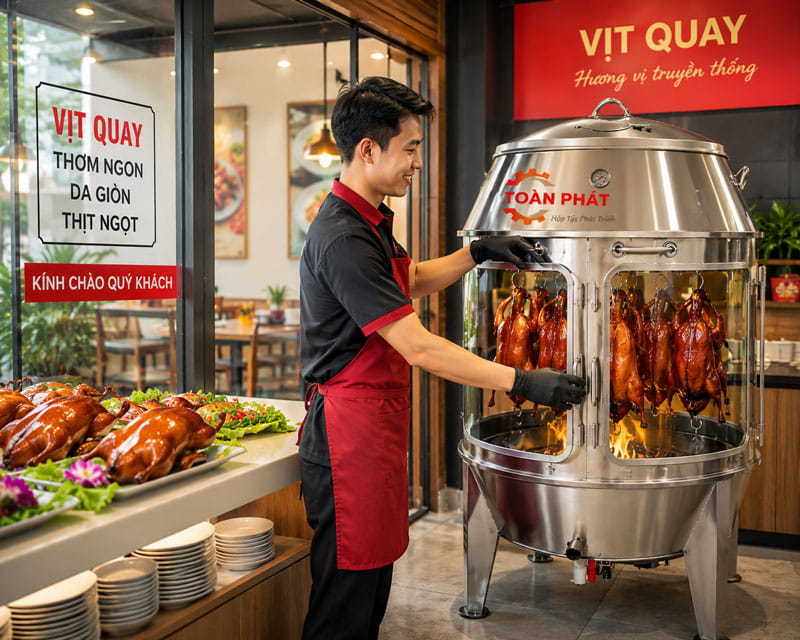 Lò quay vịt bằng inox cao cấp Toàn Phát giúp không gian quán chuyên nghiệp và sạch sẽ