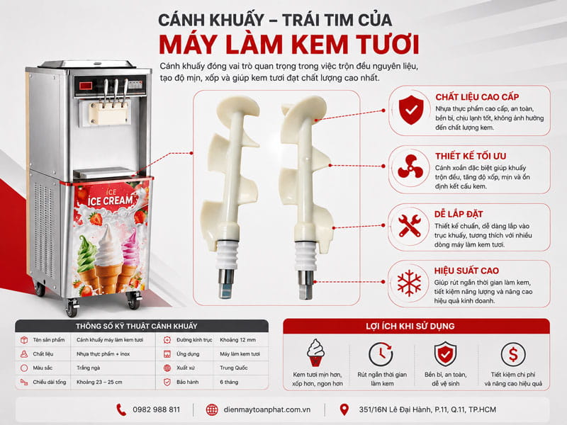 cánh khuấy máy làm kem tươi toàn phát