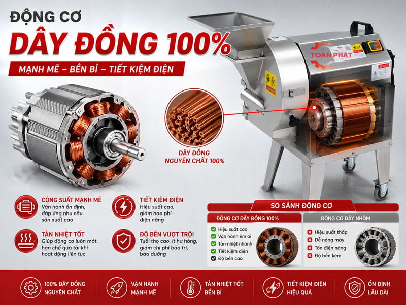 Motor dây đồng máy thái rau củ