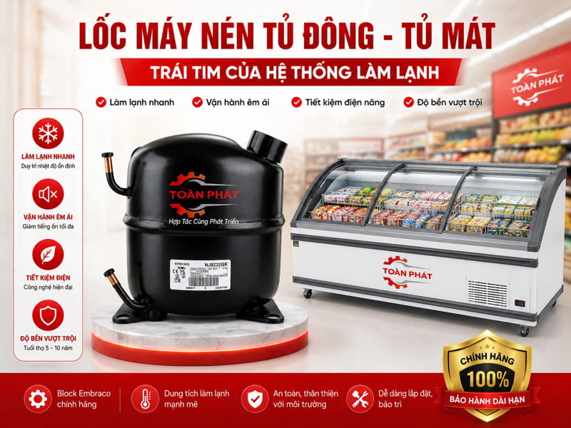 Lốc máy nén tủ đông tủ mát chính hãng