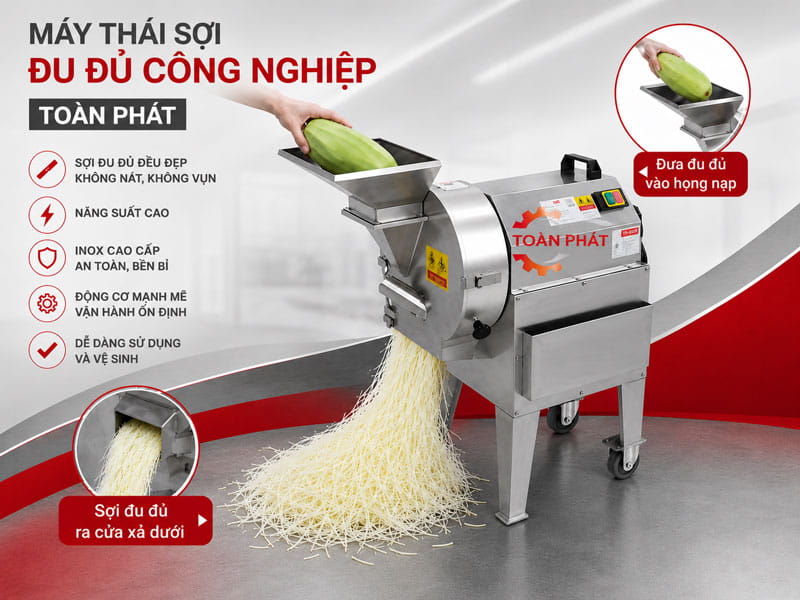 Máy thái sợi đu đủ công nghiệp năng suất cao