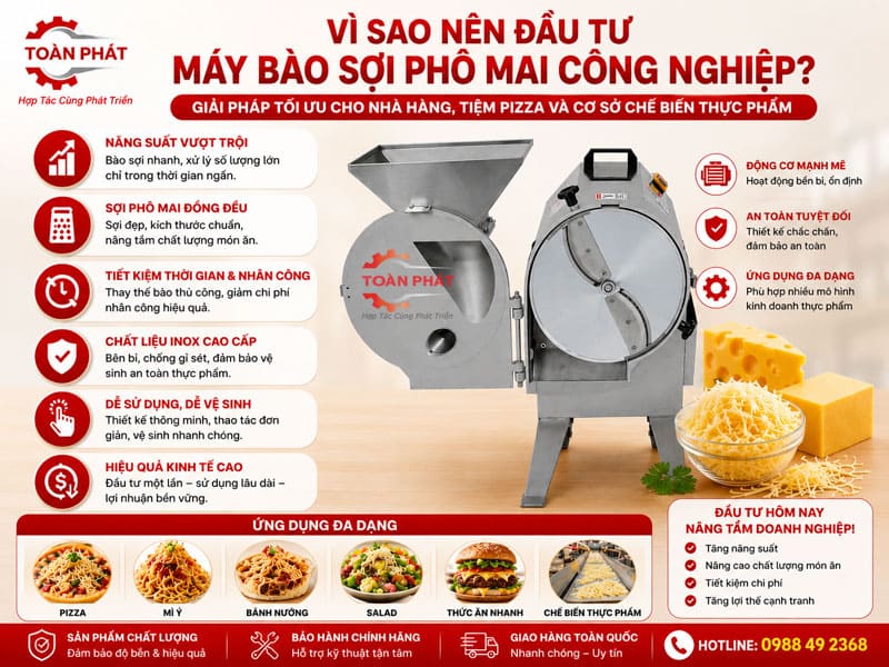 vì sao nên đầu tư máy bào sợi pho mai công nghiệp